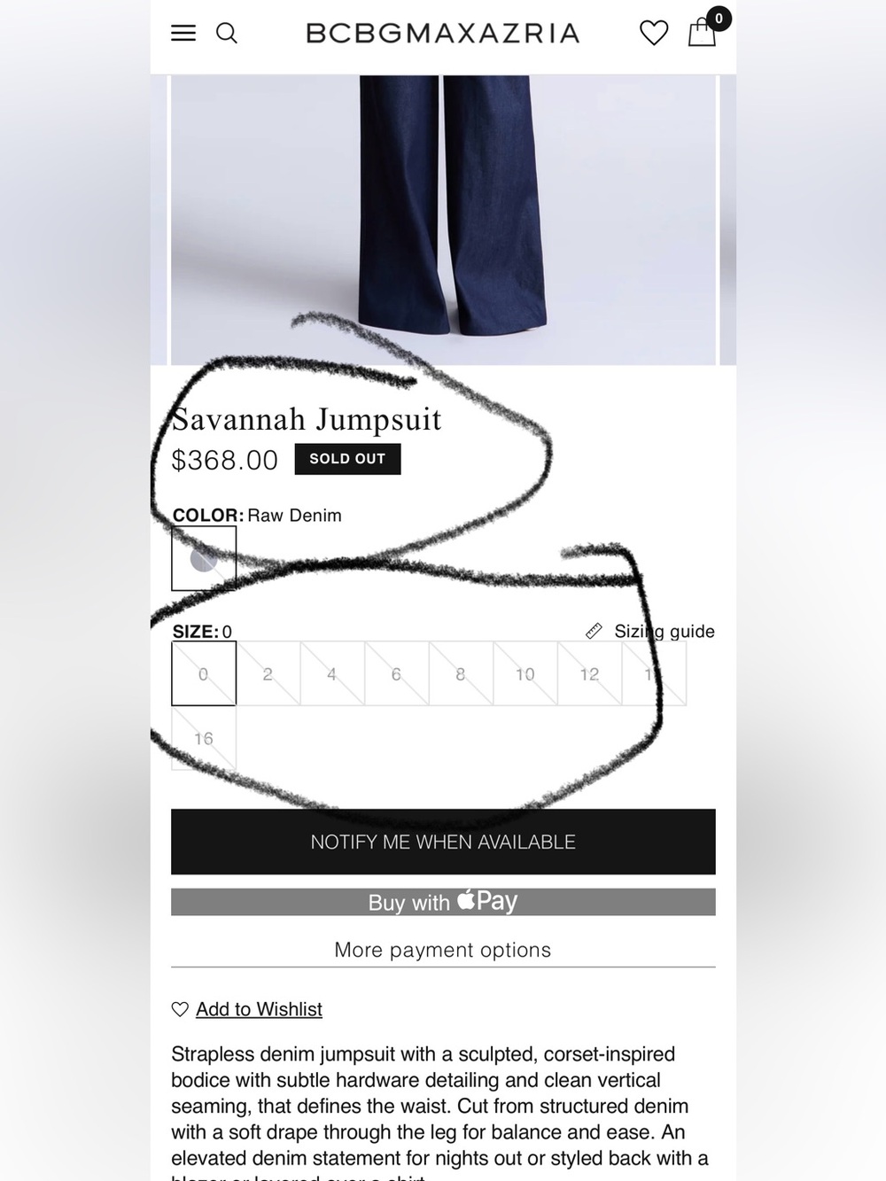 BCBGMAXAZRIA Savannah Jumpsuit Raw Denim Size 4 - Picture 4 of 16